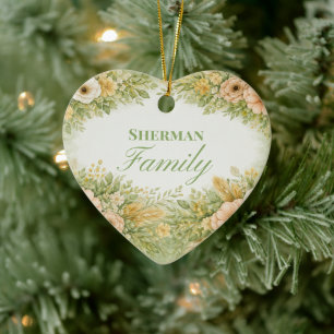 Boho Flowers Familienname Keramik Ornament