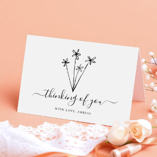 Boho Flowers In Gedanken an Dich Trauerkarte Dankeskarte