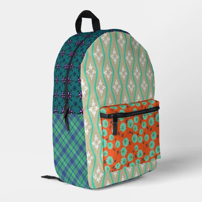 Boho Flowers Print Cut Sew sac à dos (Coin arrière gauche)