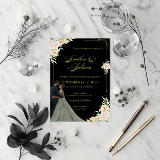 Boho Flowers Wedding Invitation Einladung
