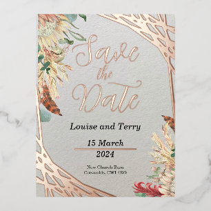 Boho & Foil Save the Date Folie Einladungspostkarte