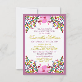 Boho Foliage Hibiscus Baby shower Invitation