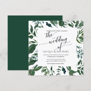 BOHO Foliage Wedding Watercolor Wreath   Quadrat Einladung