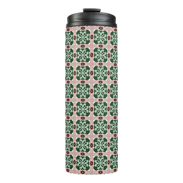Boho Folk Art Eclectic Retro Weihnachtsmuster Thermosbecher (Vorderseite)