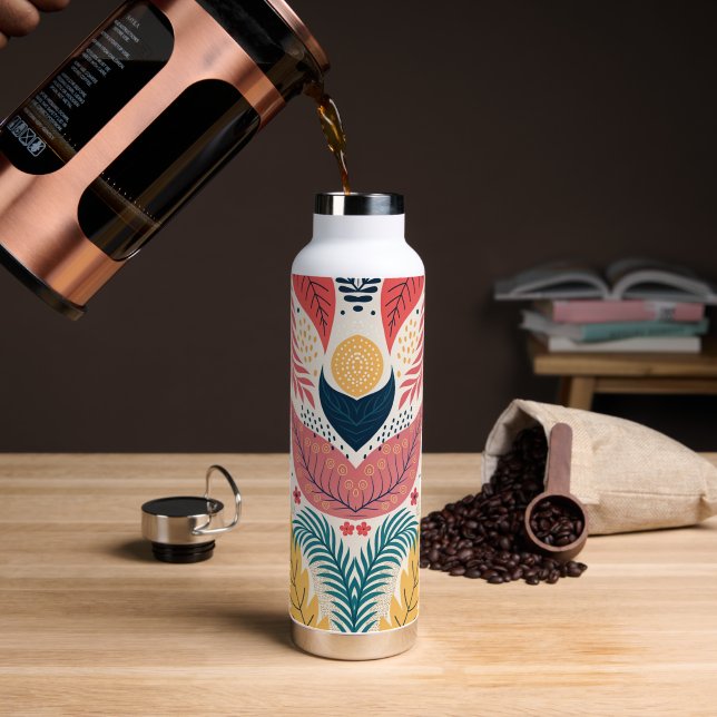 Boho Folk Art Wasserflasche Trinkflasche (Kaffee)
