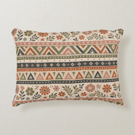 Boho-Folk-Blumen-Geometrisches Nahtloses Muster Dekokissen
