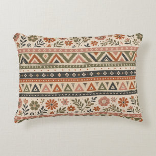 Boho-Folk-Blumen-Geometrisches Nahtloses Muster Dekokissen
