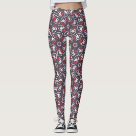 Boho-Folk-Herzen-Muster-Kachel Leggings