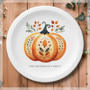 Boho Folk Pumpkin Erntedank Pappteller