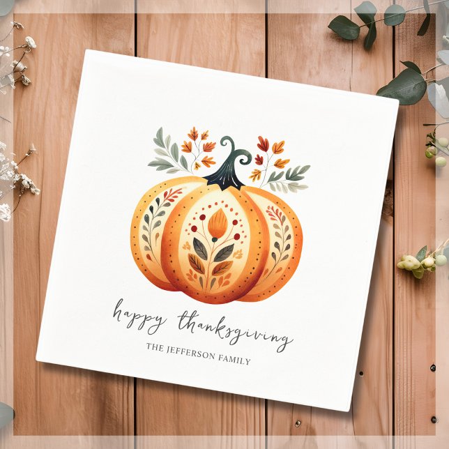 Boho Folk Pumpkin Erntedank Serviette (Von Creator hochgeladen)