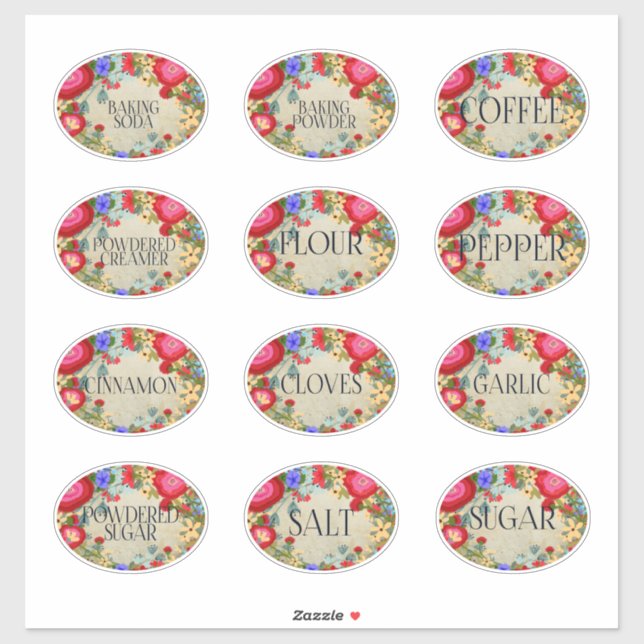 Boho Folkart Kitchen Spices Labels (Blatt)