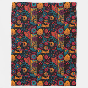 Boho-Folklore-Blumen- und Mandala-Musterdecke Fleecedecke