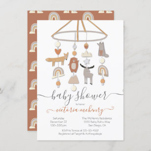 Boho Forest Animaux Mobile Baby shower Invitation