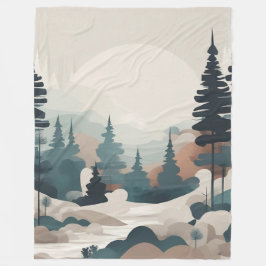 Boho Forest Landscape Artwork Fleecedecke