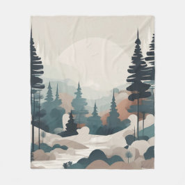 Boho Forest Landscape Artwork Fleecedecke