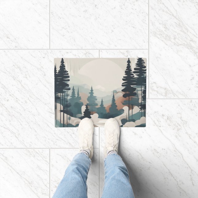 Boho Forest Landscape Artwork Fußmatte (Indoor)