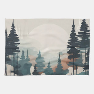 Boho Forest Landscape Artwork Geschirrtuch