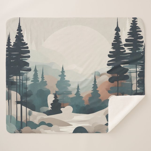 Boho Forest Landscape Artwork Sherpadecke (Vorderseite (Horizontal))