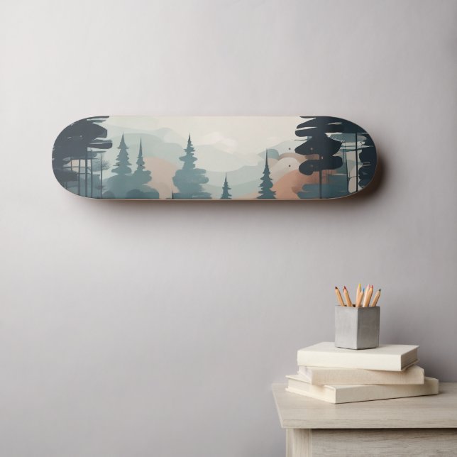 Boho Forest Landscape Artwork Skateboard (Wandkunst (Horz))