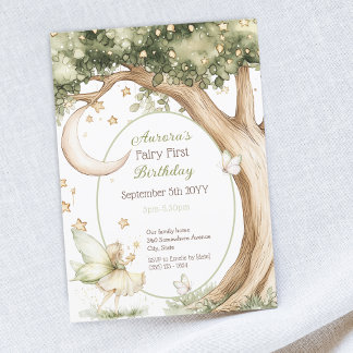 Boho forest watercolor Fairy Erster Geburtstag Einladung