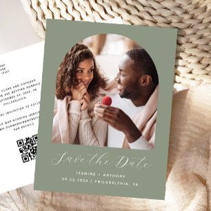 Boho-Foto-Bogen in Salbeigrün mit QR-Code zur Spei Postkarte
