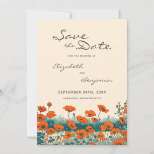 Boho Foto Floral Wildblume Rustikale QR Code Save The Date