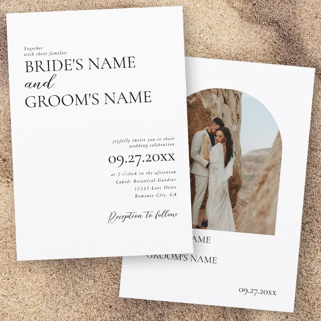Boho Foto Minimalistisch Moderne Einfache Hochzeit Einladung (Boho Photo Minimalist Modern Simple Wedding Invitation)