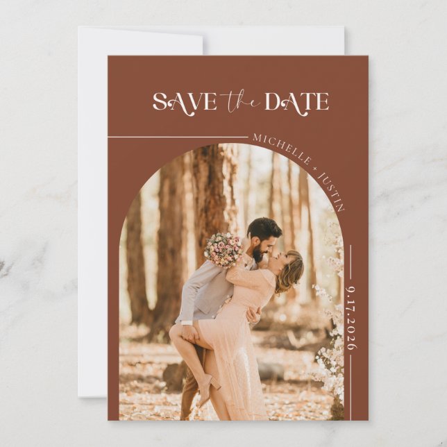 Boho Foto | Modern Save the Date Einladung (Vorderseite)