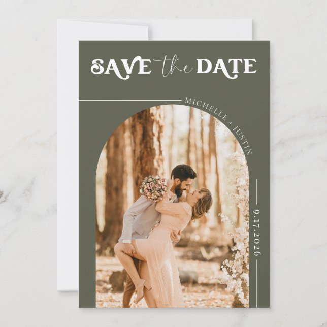 Boho Foto | Modern Save the Date Einladung (Vorderseite)