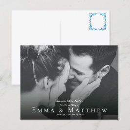 Boho Foto Save the Date mit marokkanischer Blue Ti Postkarte