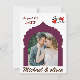 Boho Foto Save the Date   Modernes Minimalistisch Einladung