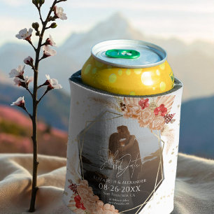 Boho Foto   Terracotta Wedding Save the Date Dosenkühler