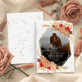 Boho Foto | Terracotta Wedding Save the Date Einladung