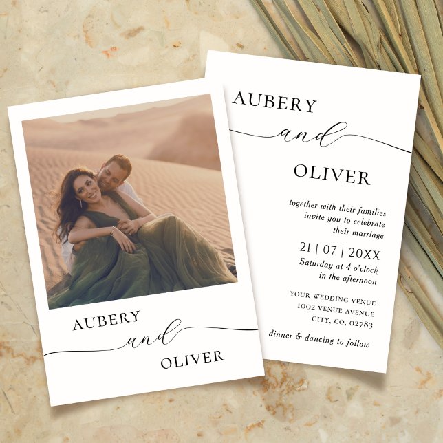 Boho Foto Wedding Einladung Modernes, elegantes Sk (Von Creator hochgeladen)