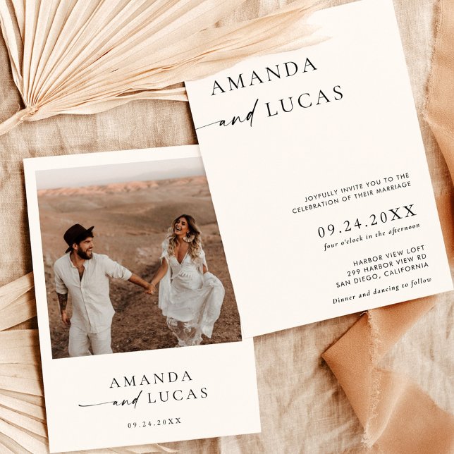 Boho Foto Wedding Invite | Modernes Minimalistisch Einladung (Von Creator hochgeladen)