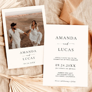 Boho Foto Wedding Invite   Modernes Minimalistisch Einladung