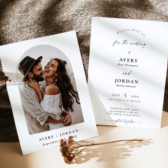 Boho Foto Wedding Invite | Modernes Minimalistisch Einladung (Von Creator hochgeladen)
