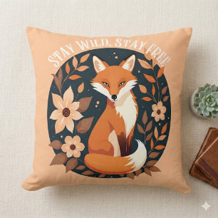 Boho Fox "Bleib wild, bleib frei" Wald-Design Kissen