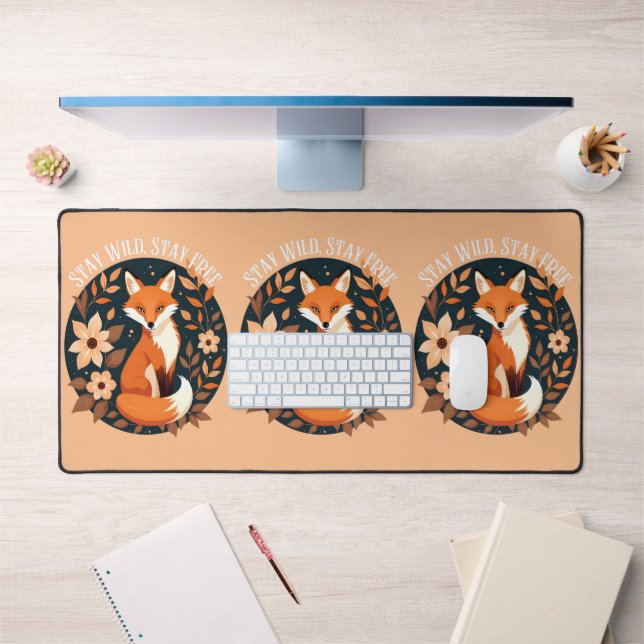 Boho Fox "Bleibe Wild, Bleibe frei" Holzdesign Schreibtischunterlage (Büro 1)