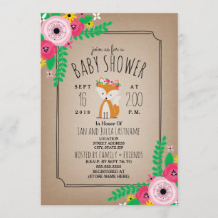 Boho Fox Cardstock Inpired Stripe Babydusche Einladung