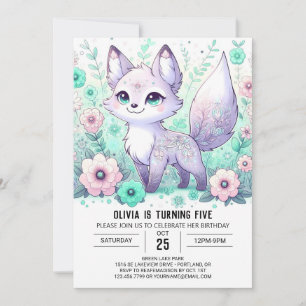 Boho Fox Digital Geburtstag Einladung