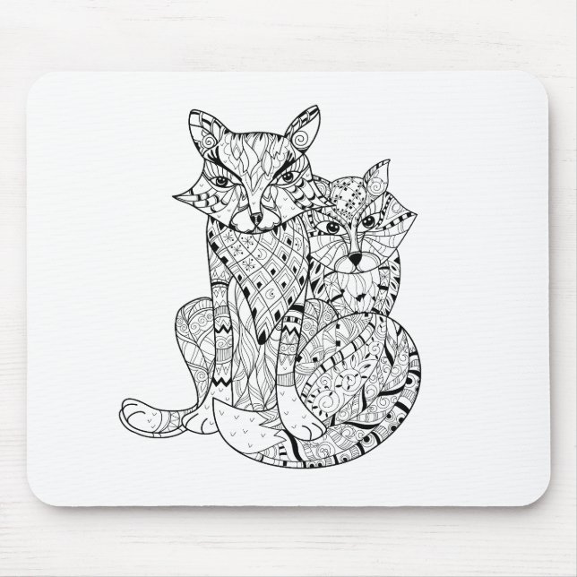 Boho Fox-Gekritzel Mousepad (Vorne)