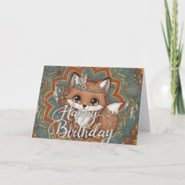 Boho Fox Happy Birthday Card  Karte