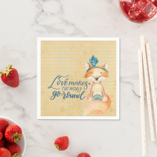 Boho Fox Liebe Zitat Serviette (Beispiel)