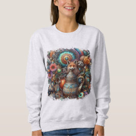 Boho Fox Raccoon Floral Design Sweatshirt
