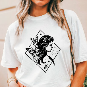 Boho-Frau Schmetterling Florale Geometrische Kunst Tri-Blend Shirt