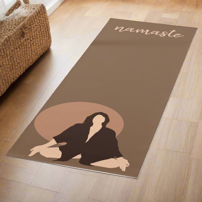 Boho Frauen üben Bewegungen Namaste Yogi Brown Yogamatte (Von Creator hochgeladen)