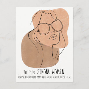 Boho-Frauengesicht in Sonnenbrille Linienkunst Ret Postkarte