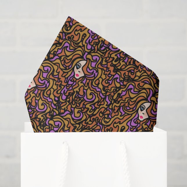 Boho-Frauenhaar-Illustrationsmuster Seidenpapier (Geschenk Tasche)