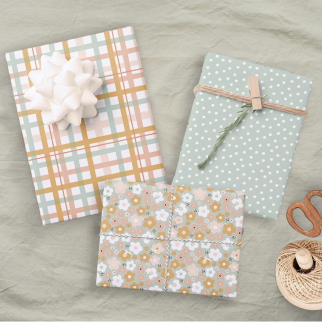 Boho Free Spirit Floral Pastel Fun Geschenkpapier Set (Von Creator hochgeladen)